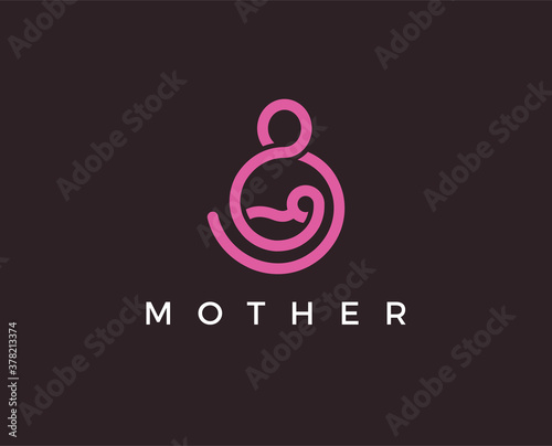minimal mother logo template - vector illustration