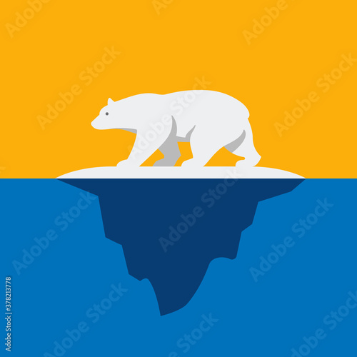 Polar Bear On Iceberg Vector Illustration