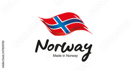 Made in Norway handwritten flag ribbon typography lettering logo label banner photo