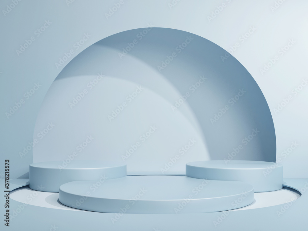 Abstract blue color mock-up podium for product presentation, 3d render, 3d illustration
