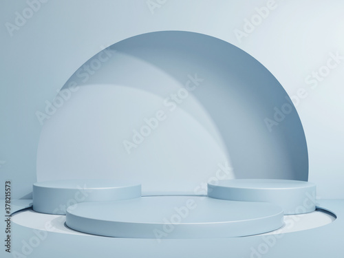 Abstract blue color mock-up podium for product presentation, 3d render, 3d illustration © nikolarakic