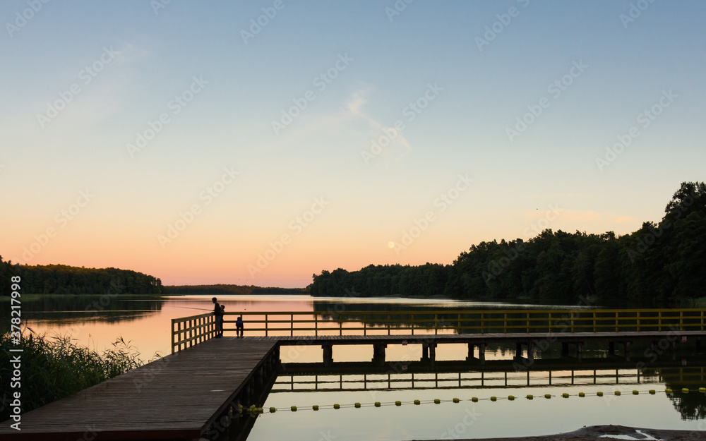 beautiful sunset on the Polish lake