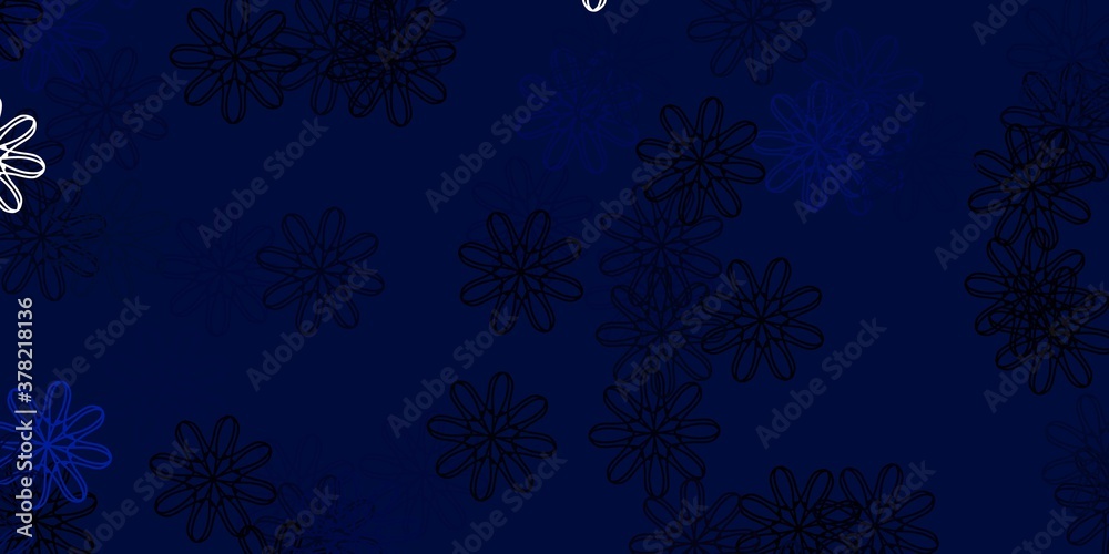 Light BLUE vector doodle template with flowers. Light BLUE vector doodle template with flowers.