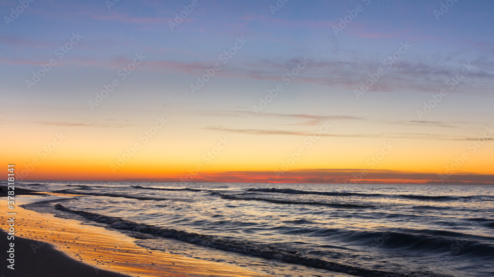 beautiful sunset on the Polish sea