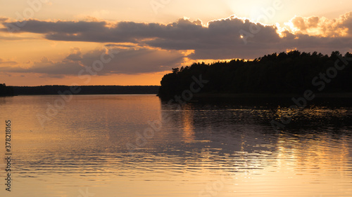 beautiful sunset on the Polish lake