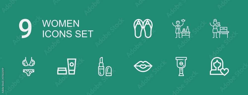 Editable 9 women icons for web and mobile Editable 9 women icons for web and mobile