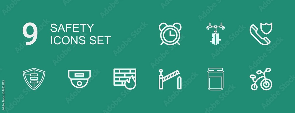 Editable 9 safety icons for web and mobile Editable 9 safety icons for web and mobile
