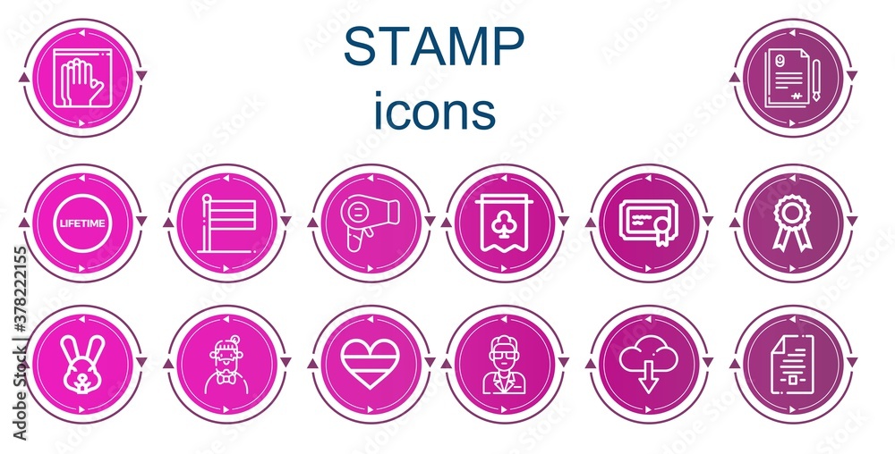 Editable 14 stamp icons for web and mobile Editable 14 stamp icons for web and mobile