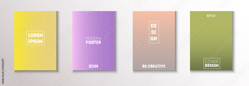 Folded Minimal Cover Vector Set. Funky Magazine Page. 80s Neon Music Folded Minimal Cover Vector Set. Funky Magazine Page. 80s Neon Music