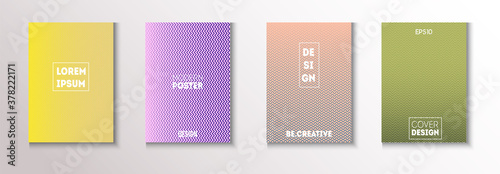 Folded Minimal Cover Vector Set. Funky Magazine Page. 80s Neon Music 