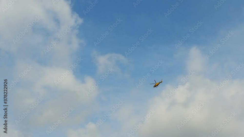 Rescue Helicopter Moving In Blue Sky Rescue Helicopter Moving In Blue Sky