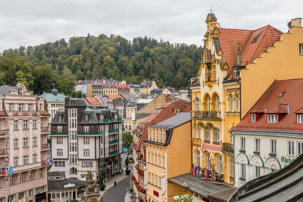 Beautiful streets and buildings of Karlovy Vary, Czechia