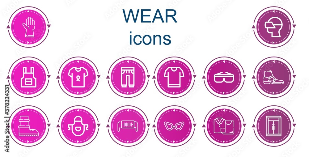 Editable 14 wear icons for web and mobile Editable 14 wear icons for web and mobile