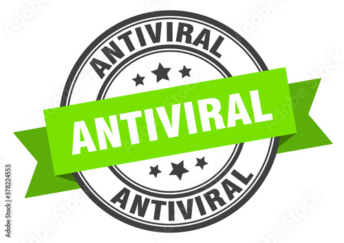 antiviral label sign. round stamp. band. ribbon