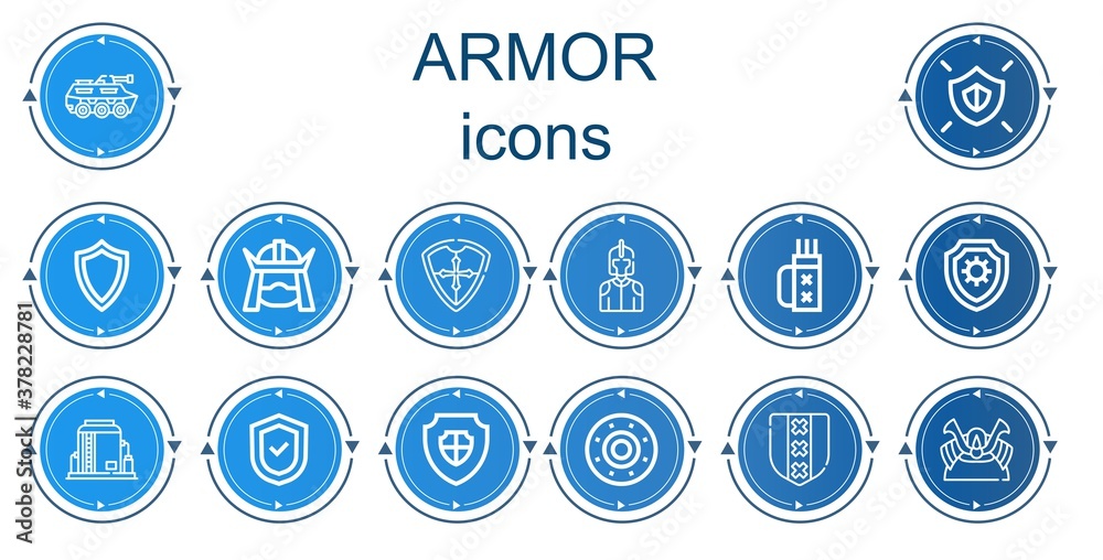 Editable 14 armor icons for web and mobile Editable 14 armor icons for web and mobile