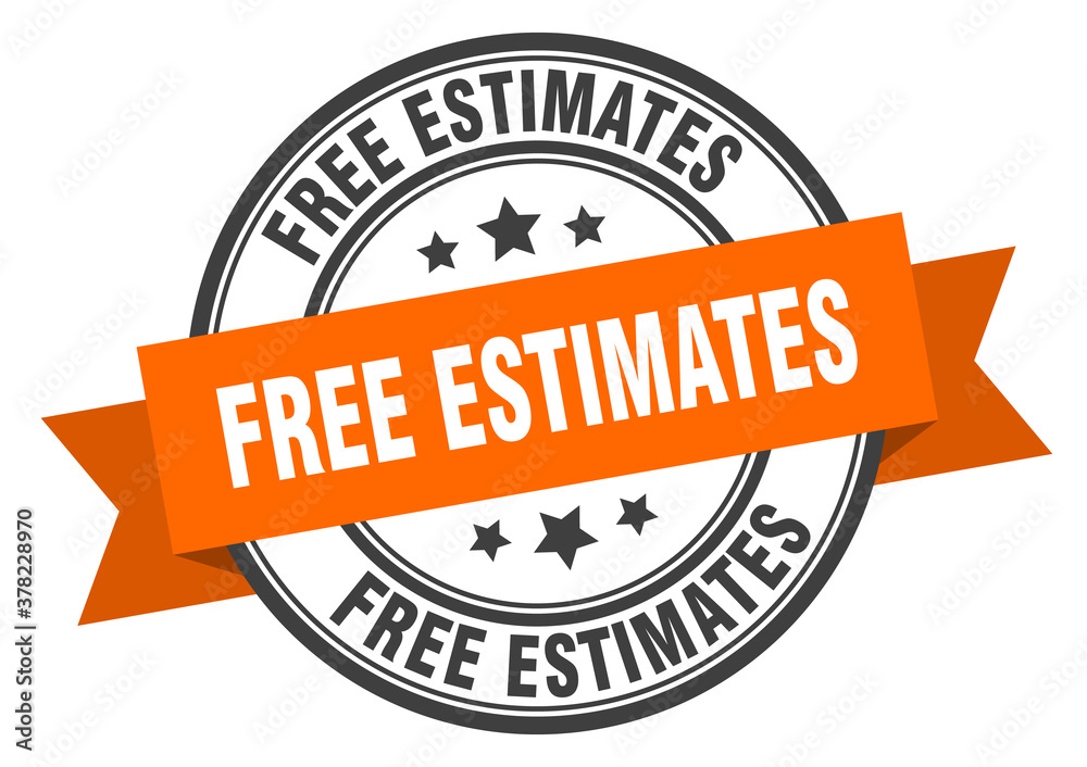 Fototapeta premium free estimates label sign. round stamp. band. ribbon