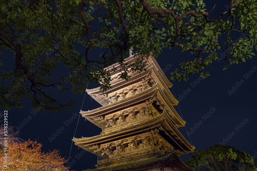 京都 東寺のライトアップされた五重塔 Stock Photo Adobe Stock