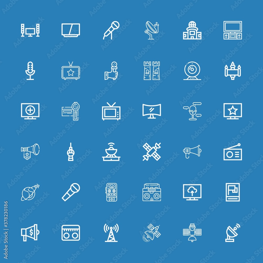Editable 36 broadcast icons for web and mobile Editable 36 broadcast icons for web and mobile