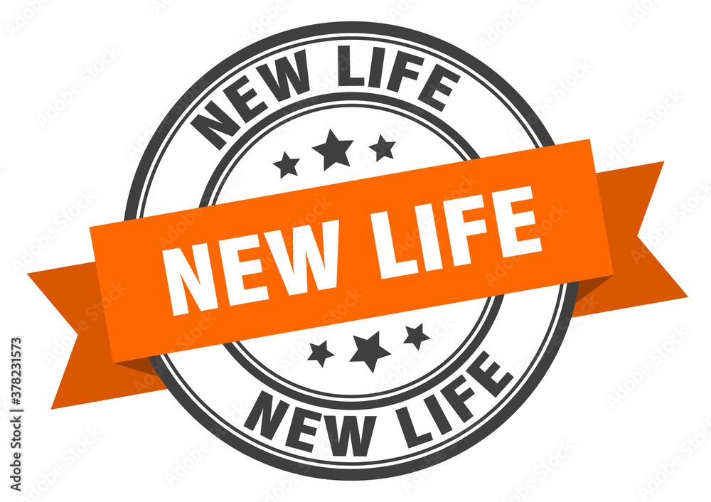 Obraz premium new life label sign. round stamp. band. ribbon