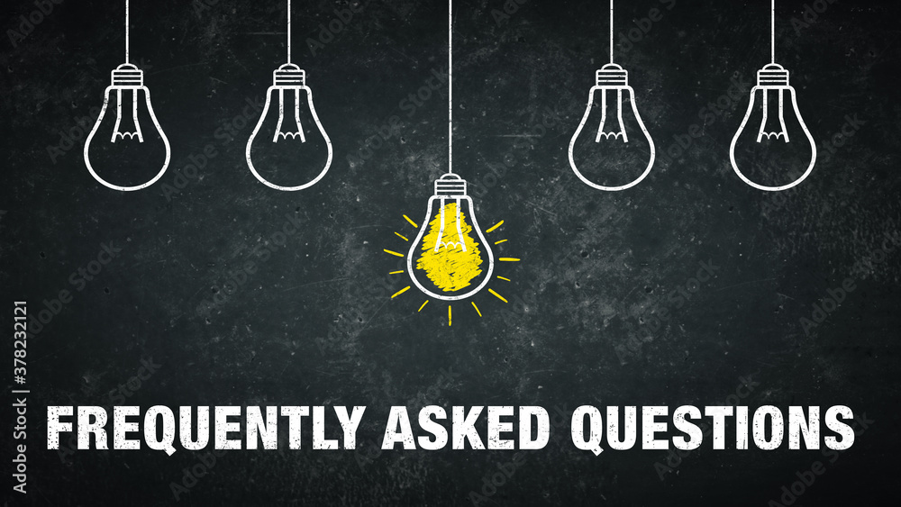 Term Frequently Asked Questions on a rustic background with 5 light bulbs. Term Frequently Asked Questions on a rustic background with 5 light bulbs.
