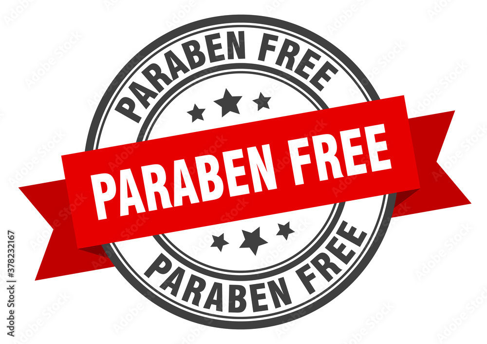 Fototapeta premium paraben free label sign. round stamp. band. ribbon
