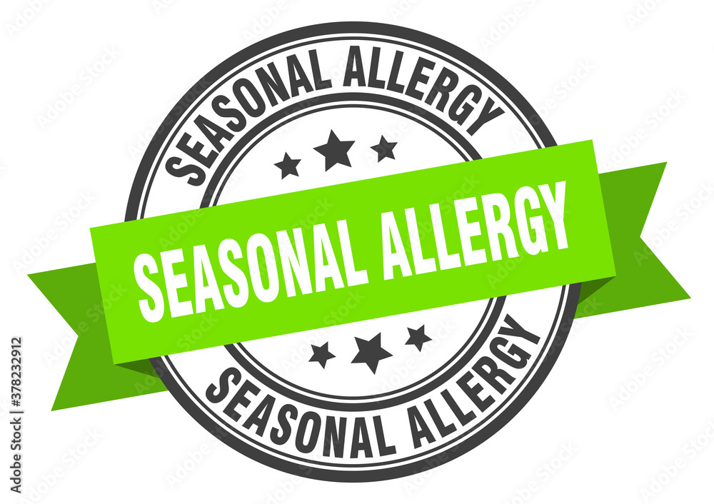 seasonal allergy label sign. round stamp. band. ribbon seasonal allergy label sign. round stamp. band. ribbon