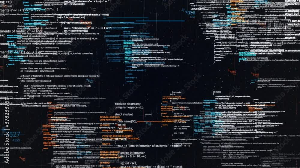 Interactive Computer Code Image Abstract computer code running in a virtual space. Animation ...