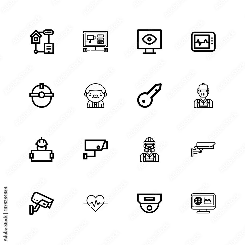 Editable 16 monitoring icons for web and mobile Editable 16 monitoring icons for web and mobile