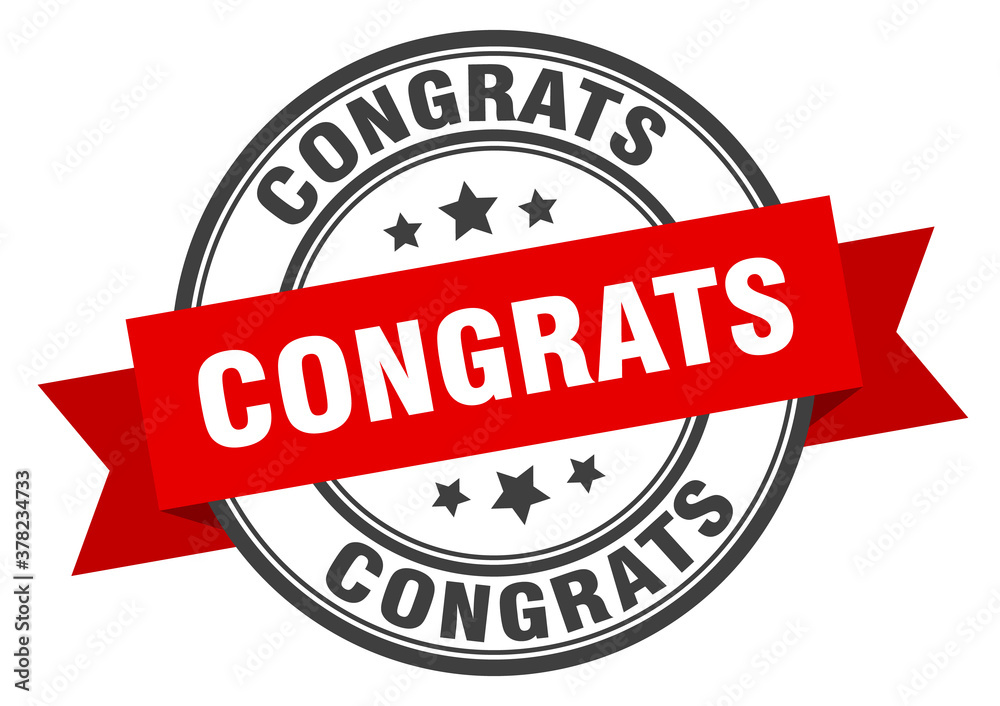 congrats label sign. round stamp. band. ribbon congrats label sign. round stamp. band. ribbon