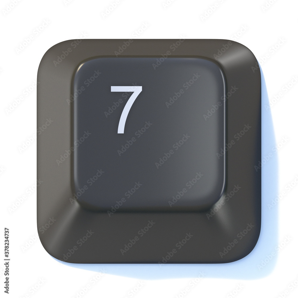 Black computer keyboard key Number 7 3D Black computer keyboard key Number 7 3D