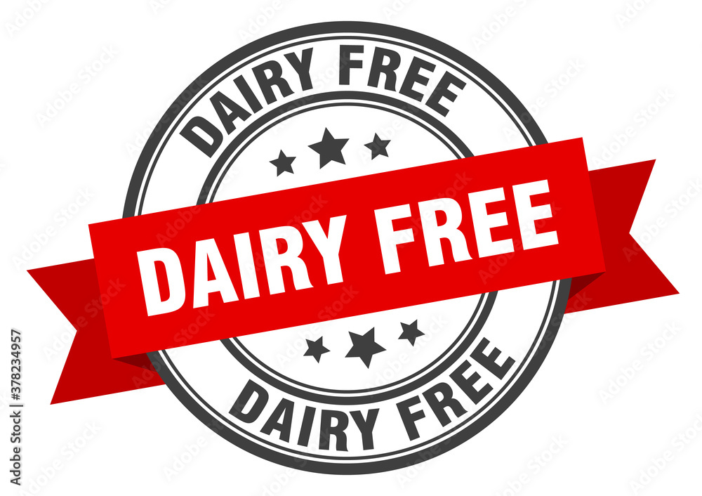 Obraz premium dairy free label sign. round stamp. band. ribbon