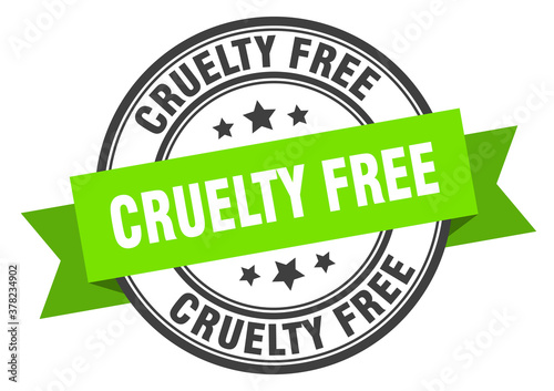 cruelty free label sign. round stamp. band. ribbon