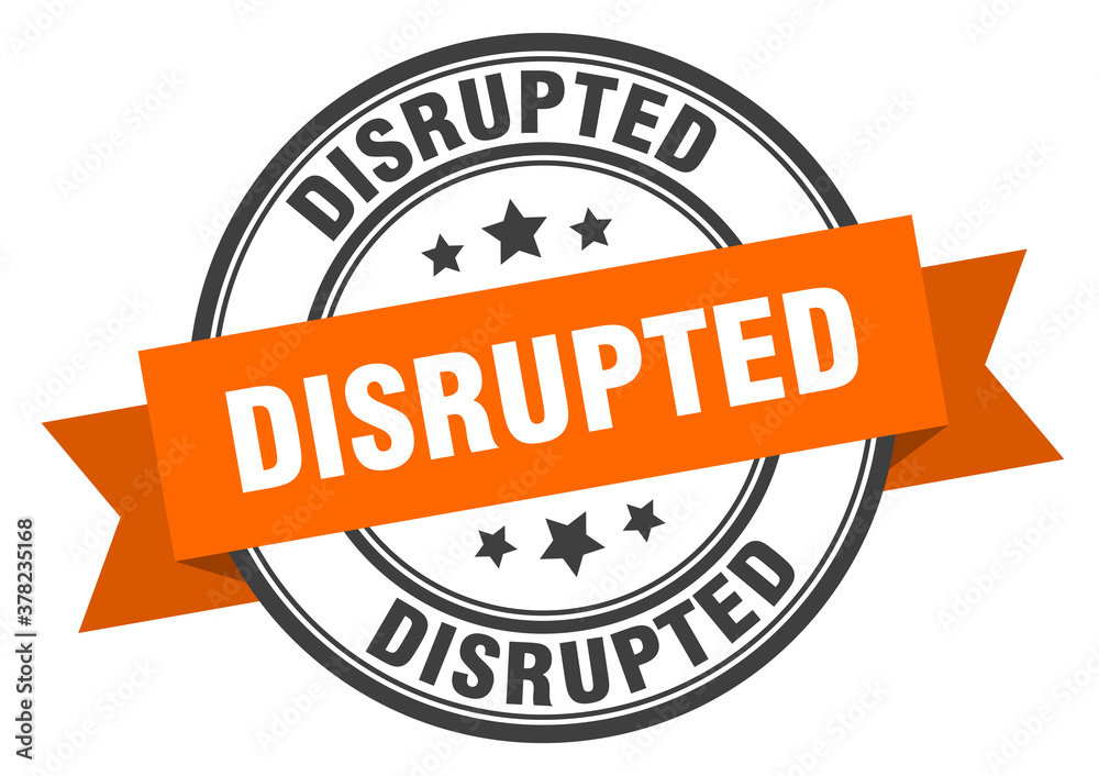 Fototapeta premium disrupted label sign. round stamp. band. ribbon