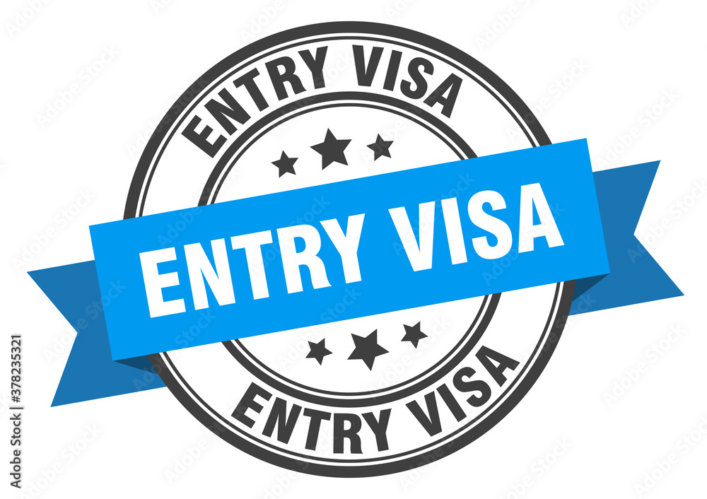 Fototapeta premium entry visa label sign. round stamp. band. ribbon