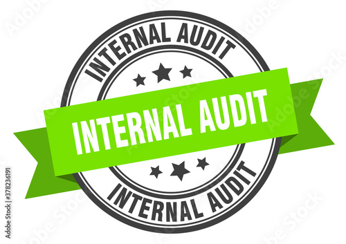 internal audit label sign. round stamp. band. ribbon
