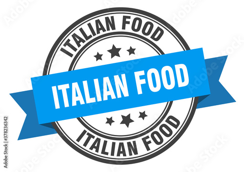 italian food label sign. round stamp. band. ribbon