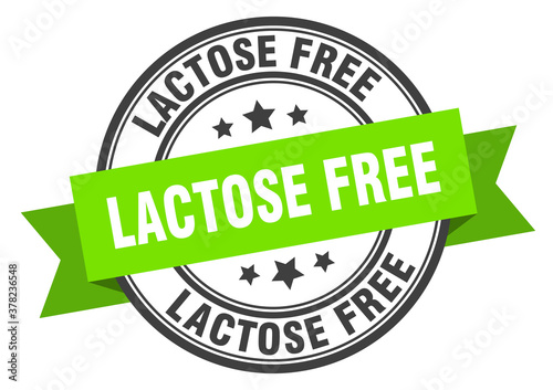 lactose free label sign. round stamp. band. ribbon