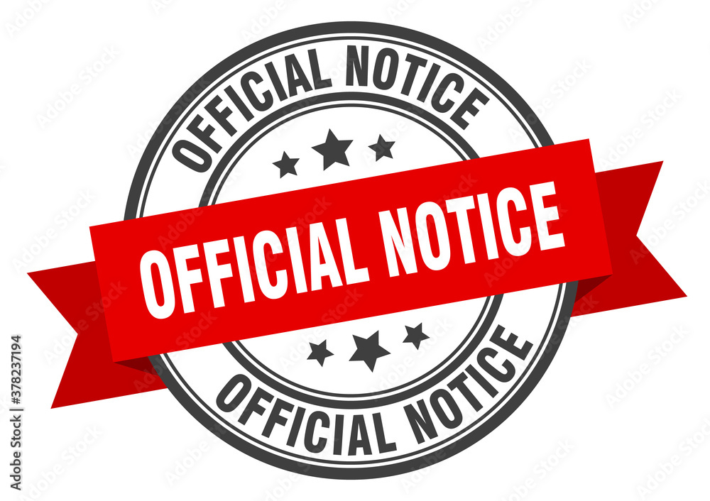 Obraz premium official notice label sign. round stamp. band. ribbon