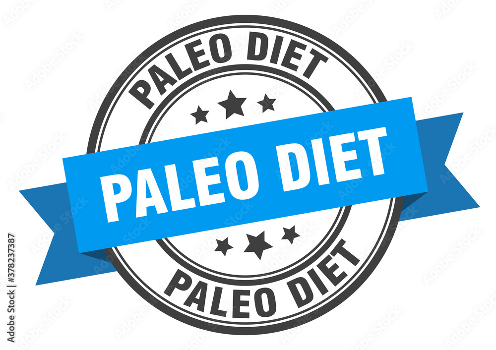 paleo diet label sign. round stamp. band. ribbon