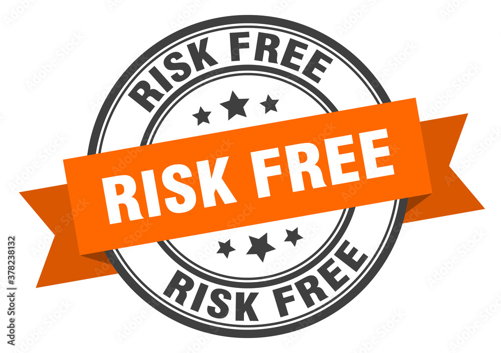 Fototapeta premium risk free label sign. round stamp. band. ribbon