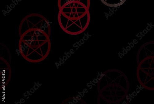Dark Blue, Red vector background with occult symbols.