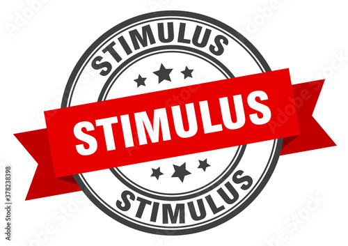 stimulus label sign. round stamp. band. ribbon