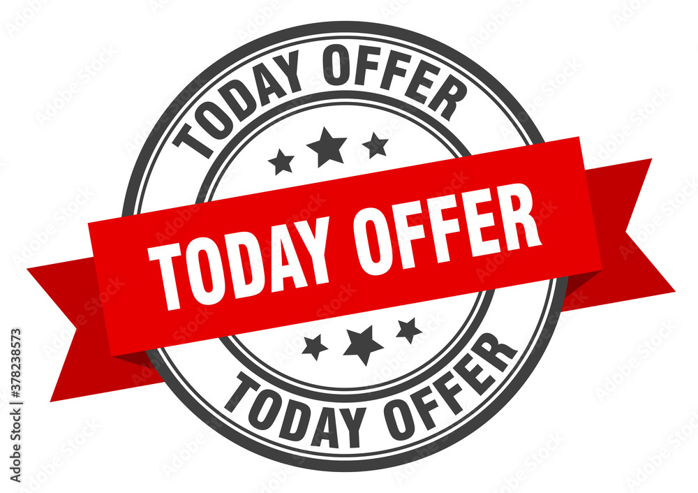 today offer label sign. round stamp. band. ribbon today offer label sign. round stamp. band. ribbon