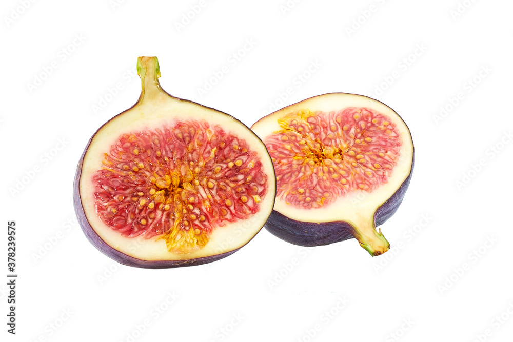 half figs isolated on white background, top view. half figs isolated on white background, top view.