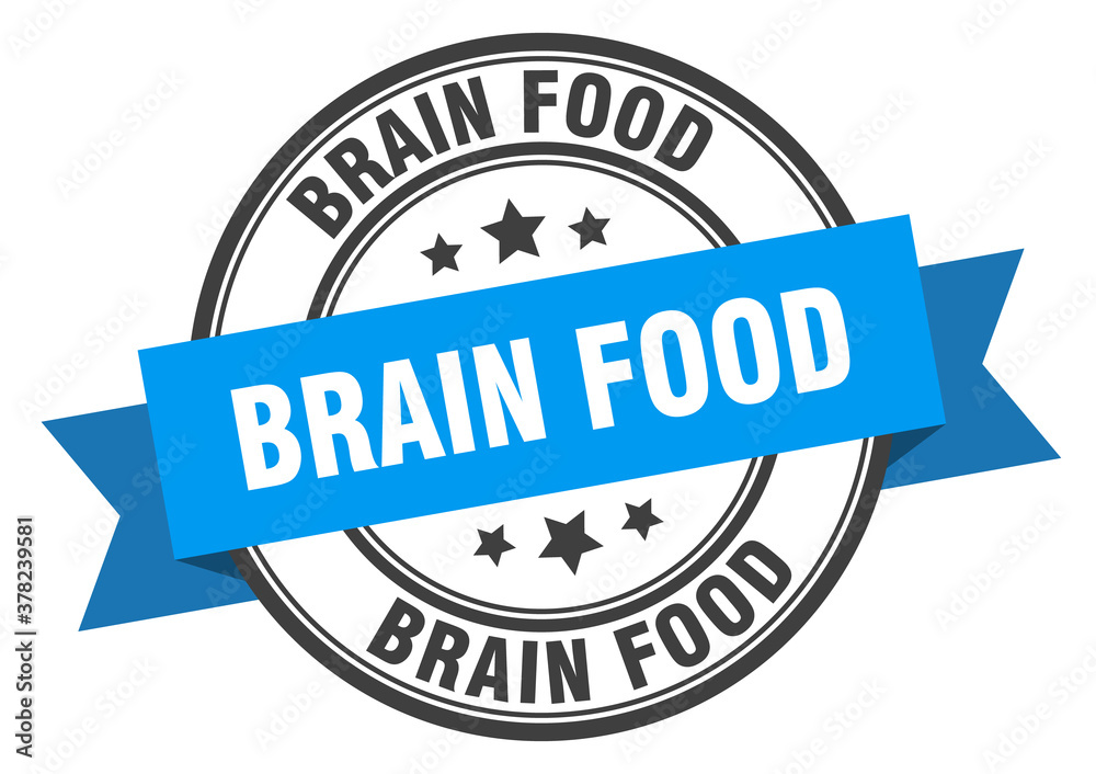 brain food label sign. round stamp. band. ribbon brain food label sign. round stamp. band. ribbon
