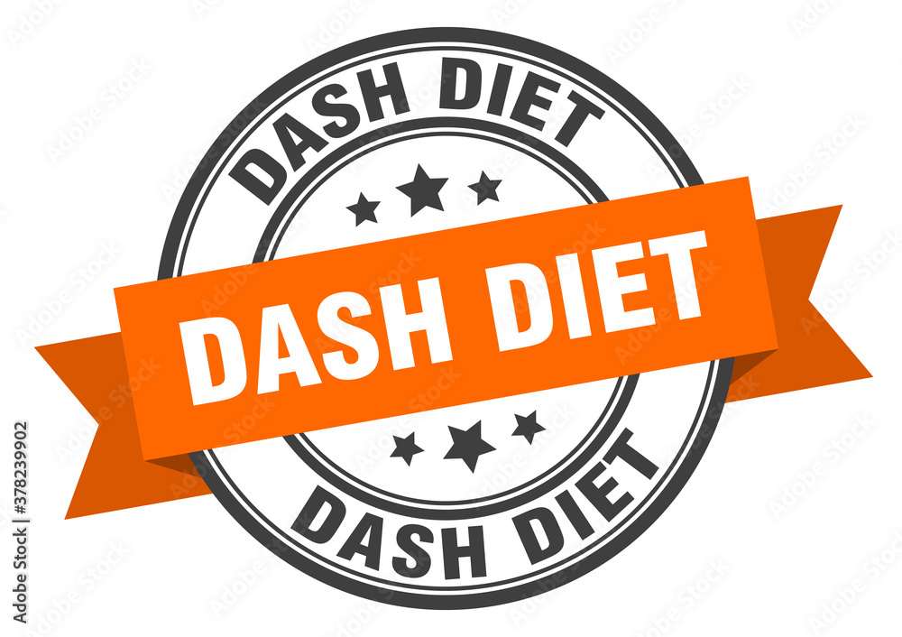 dash diet label sign. round stamp. band. ribbon
