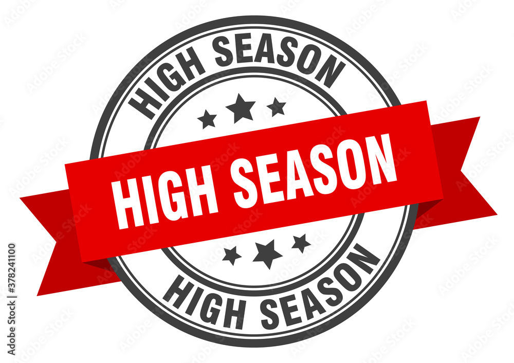 Fototapeta premium high season label sign. round stamp. band. ribbon