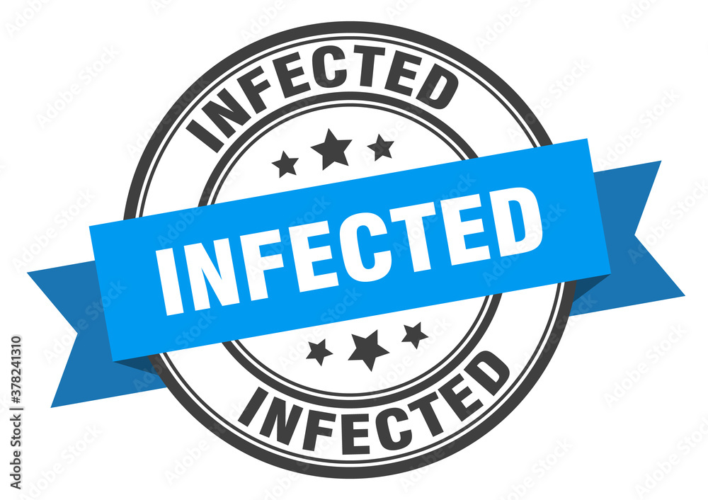 infected label sign. round stamp. band. ribbon