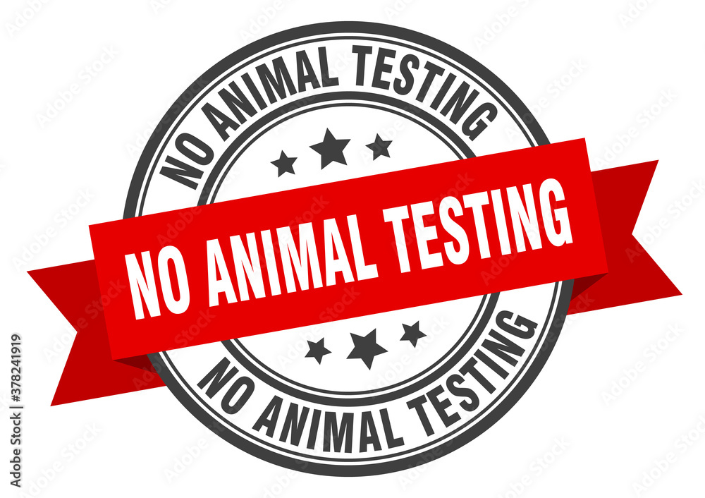 Fototapeta premium no animal testing label sign. round stamp. band. ribbon