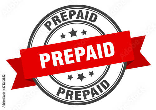 prepaid label sign. round stamp. band. ribbon